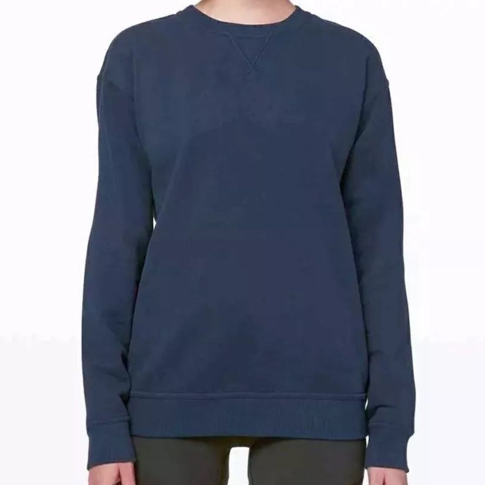 NWT Lululemon All Yours Crew Neck Sweatshirt Navy Blue Relaxed Hip Length Casual